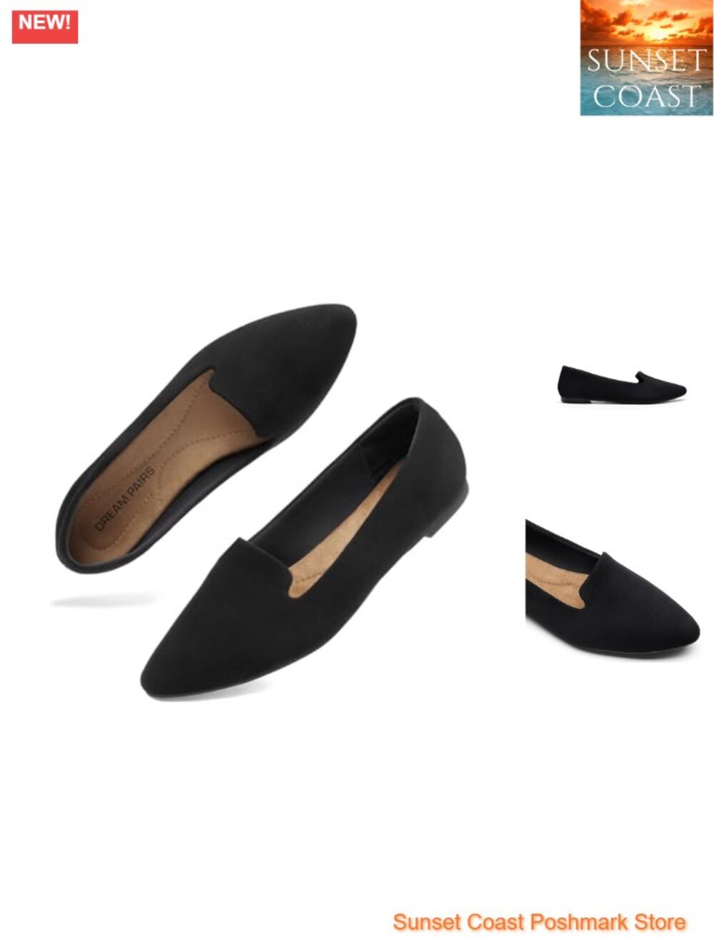 Womens Pointed Toe Dressy Flats Faux Suede Non-Slip Office Shoes